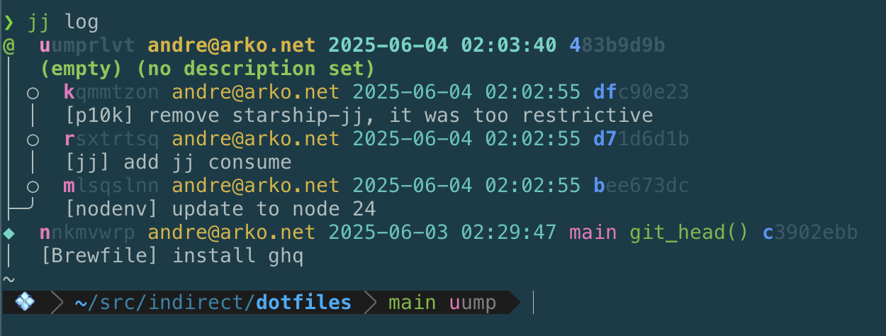 a terminal prompt with the text &ldquo;main uump&rdquo;